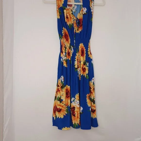 Women's Jensemingxia Sunflower Midi Spring/Summer Dress Size Med Very Stretchy - Picture 2 of 7